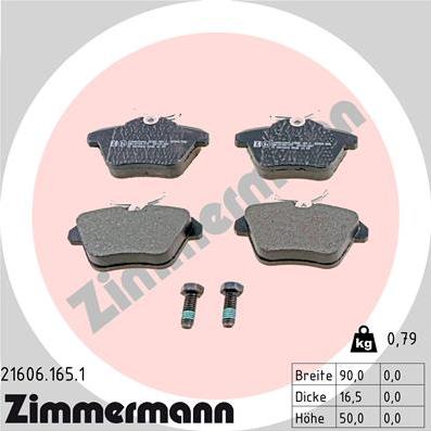 Zimmermann 21606.165.1 - Kit de plaquettes de frein, frein à disque cwaw.fr