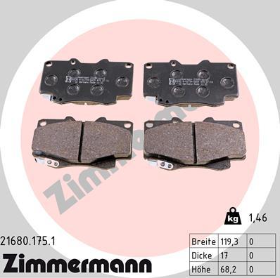 Zimmermann 21680.175.1 - Kit de plaquettes de frein, frein à disque cwaw.fr