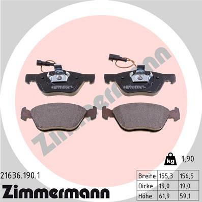 Zimmermann 21636.190.1 - Kit de plaquettes de frein, frein à disque cwaw.fr