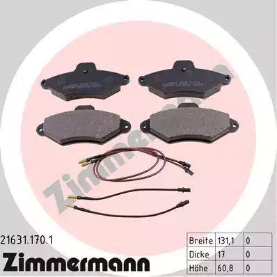 Zimmermann 21631.170.1 - Kit de plaquettes de frein, frein à disque cwaw.fr