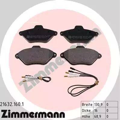 Zimmermann 21632.160.1 - Kit de plaquettes de frein, frein à disque cwaw.fr