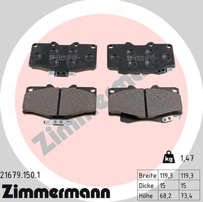 Zimmermann 21679.150.1 - Kit de plaquettes de frein, frein à disque cwaw.fr