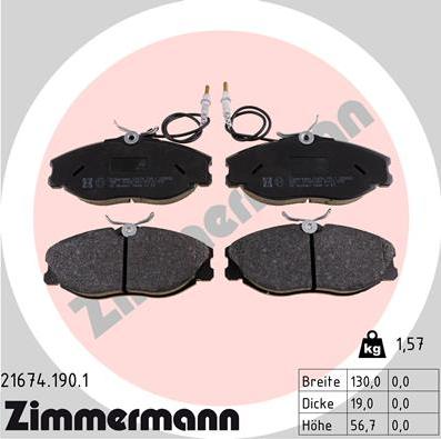 Zimmermann 21674.190.1 - Kit de plaquettes de frein, frein à disque cwaw.fr