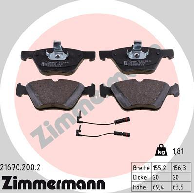 Zimmermann 21670.200.2 - Kit de plaquettes de frein, frein à disque cwaw.fr