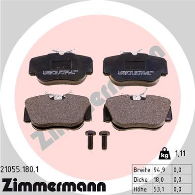 Zimmermann 21055.180.1 - Kit de plaquettes de frein, frein à disque cwaw.fr