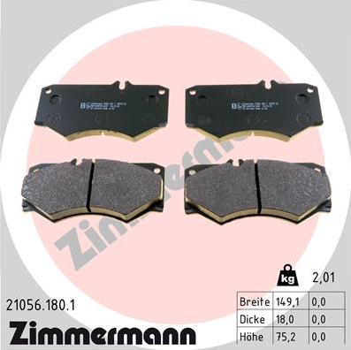 Zimmermann 21056.180.1 - Kit de plaquettes de frein, frein à disque cwaw.fr