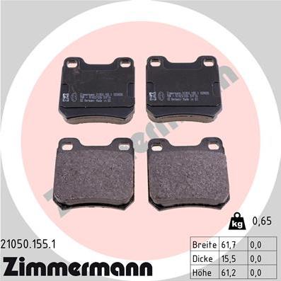 Zimmermann 21050.155.1 - Kit de plaquettes de frein, frein à disque cwaw.fr