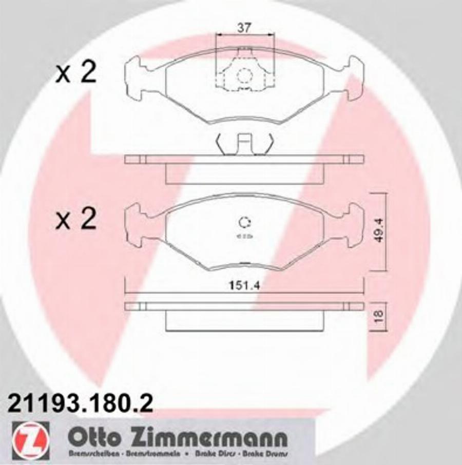 Zimmermann 21193.180.2 - Kit de plaquettes de frein, frein à disque cwaw.fr