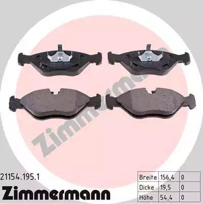 Zimmermann 21154.195.1 - Kit de plaquettes de frein, frein à disque cwaw.fr