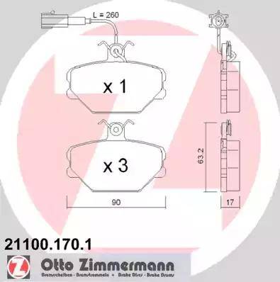 Zimmermann 21100.170.1 - Kit de plaquettes de frein, frein à disque cwaw.fr