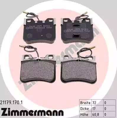 Zimmermann 21179.170.1 - Kit de plaquettes de frein, frein à disque cwaw.fr