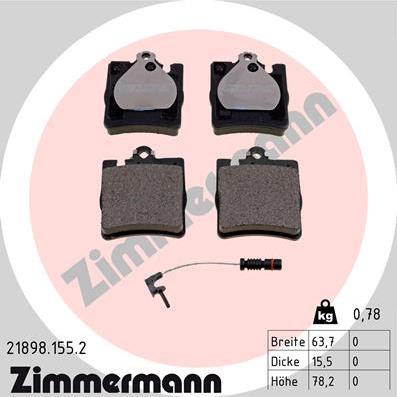 Zimmermann 21898.155.2 - Kit de plaquettes de frein, frein à disque cwaw.fr