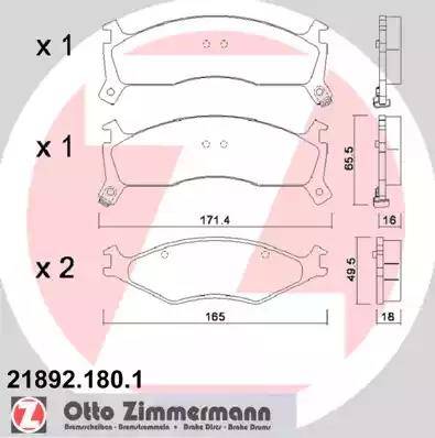 Zimmermann 21892.180.1 - Kit de plaquettes de frein, frein à disque cwaw.fr