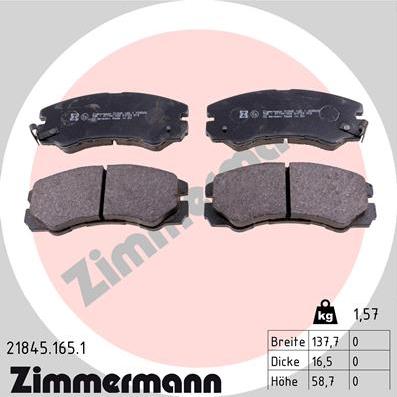 Zimmermann 21845.165.1 - Kit de plaquettes de frein, frein à disque cwaw.fr