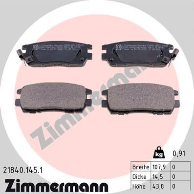 Zimmermann 21840.145.1 - Kit de plaquettes de frein, frein à disque cwaw.fr