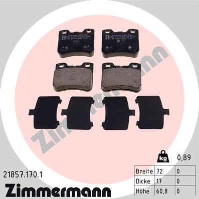 Zimmermann 21857.170.1 - Kit de plaquettes de frein, frein à disque cwaw.fr