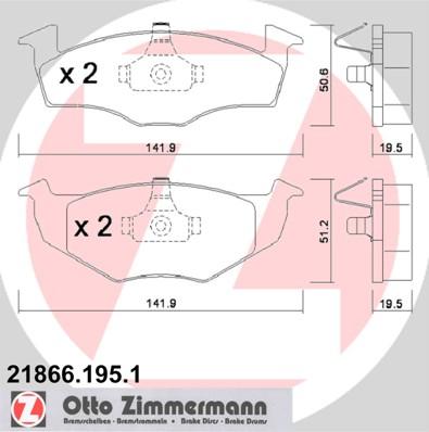 Zimmermann 21866.195.1 - Kit de plaquettes de frein, frein à disque cwaw.fr