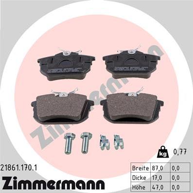 Zimmermann 21861.170.1 - Kit de plaquettes de frein, frein à disque cwaw.fr