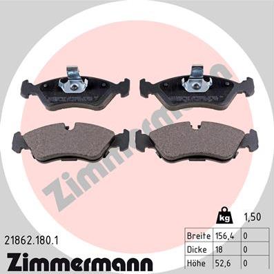 Zimmermann 21862.180.1 - Kit de plaquettes de frein, frein à disque cwaw.fr