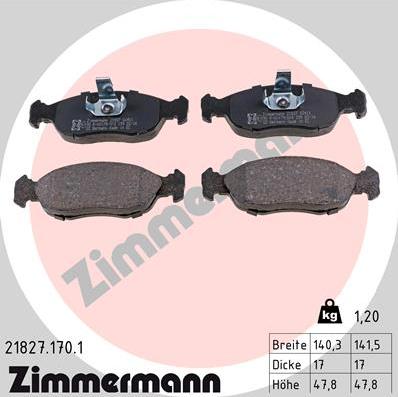 Zimmermann 21827.170.1 - Kit de plaquettes de frein, frein à disque cwaw.fr