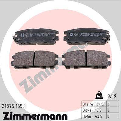 Zimmermann 21875.155.1 - Kit de plaquettes de frein, frein à disque cwaw.fr