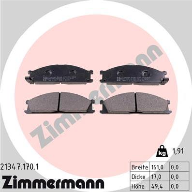 Zimmermann 21347.170.1 - Kit de plaquettes de frein, frein à disque cwaw.fr