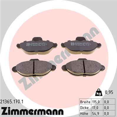 Zimmermann 21365.170.1 - Kit de plaquettes de frein, frein à disque cwaw.fr