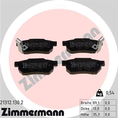 Zimmermann 21312.130.2 - Kit de plaquettes de frein, frein à disque cwaw.fr