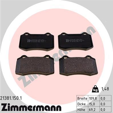 Zimmermann 21381.150.1 - Kit de plaquettes de frein, frein à disque cwaw.fr