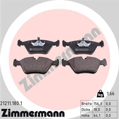 Zimmermann 21211.180.1 - Kit de plaquettes de frein, frein à disque cwaw.fr