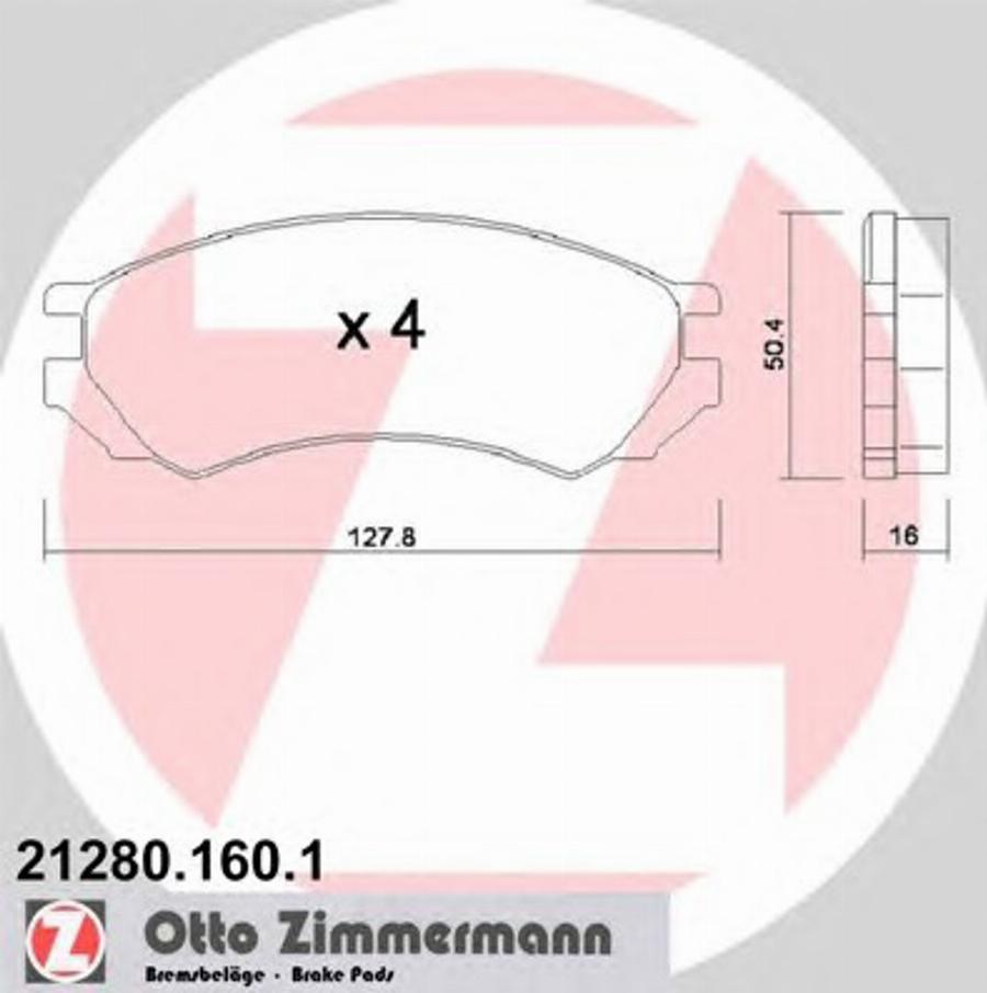 Zimmermann 212801601 - Kit de plaquettes de frein, frein à disque cwaw.fr