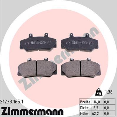 Zimmermann 21233.165.1 - Kit de plaquettes de frein, frein à disque cwaw.fr