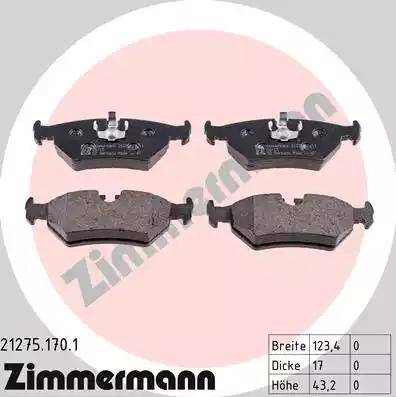 Zimmermann 21275.170.1 - Kit de plaquettes de frein, frein à disque cwaw.fr