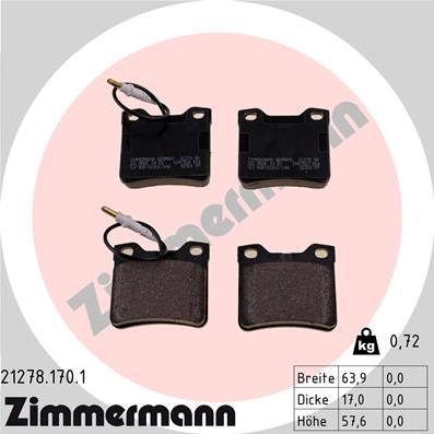 Zimmermann 21278.170.1 - Kit de plaquettes de frein, frein à disque cwaw.fr