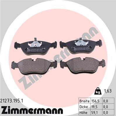 Zimmermann 21273.195.1 - Kit de plaquettes de frein, frein à disque cwaw.fr