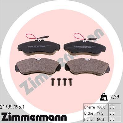 Zimmermann 21799.195.1 - Kit de plaquettes de frein, frein à disque cwaw.fr