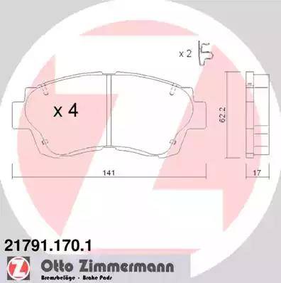 Zimmermann 21791.170.1 - Kit de plaquettes de frein, frein à disque cwaw.fr