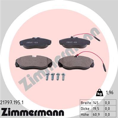 Zimmermann 21797.195.1 - Kit de plaquettes de frein, frein à disque cwaw.fr