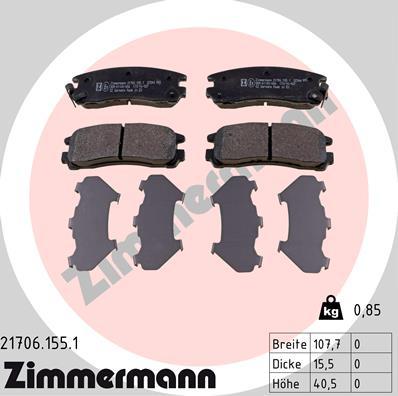 Zimmermann 21706.155.1 - Kit de plaquettes de frein, frein à disque cwaw.fr