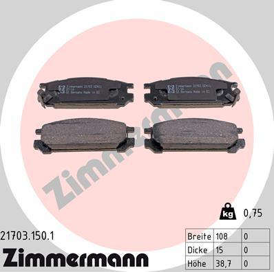 Zimmermann 21703.150.1 - Kit de plaquettes de frein, frein à disque cwaw.fr