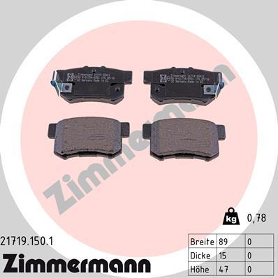 Zimmermann 21719.150.1 - Kit de plaquettes de frein, frein à disque cwaw.fr