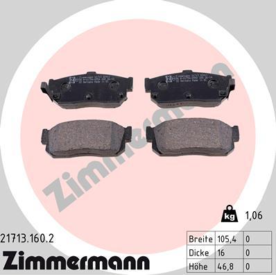 Zimmermann 21713.160.2 - Kit de plaquettes de frein, frein à disque cwaw.fr