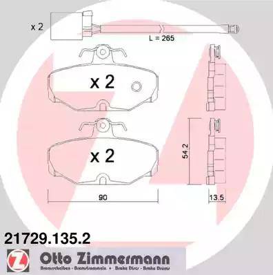 Zimmermann 21729.135.2 - Kit de plaquettes de frein, frein à disque cwaw.fr