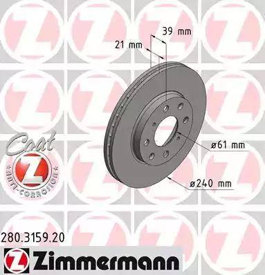 Zimmermann 280.3159.20 - Disque de frein cwaw.fr