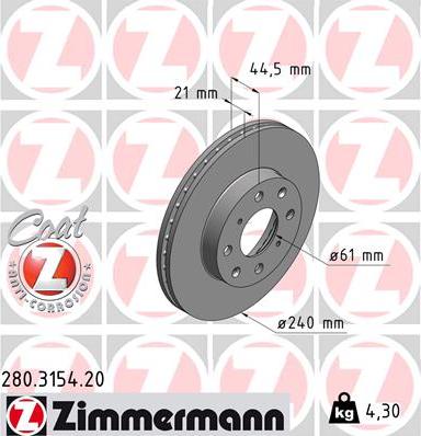 Zimmermann 280.3154.20 - Disque de frein cwaw.fr