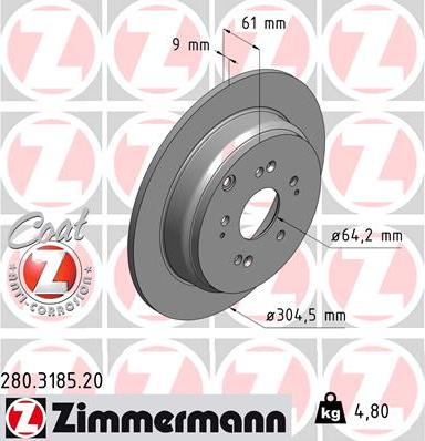 Zimmermann 280.3185.20 - Disque de frein cwaw.fr