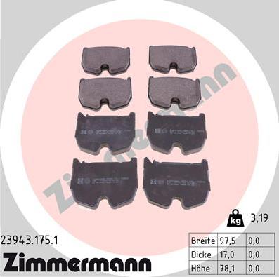 Zimmermann 23943.175.1 - Kit de plaquettes de frein, frein à disque cwaw.fr