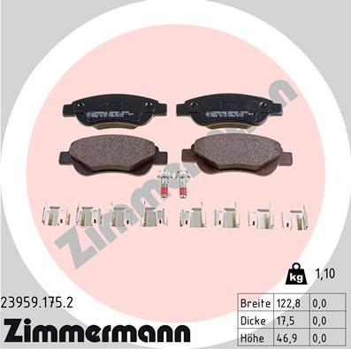 Zimmermann 23959.175.2 - Kit de plaquettes de frein, frein à disque cwaw.fr