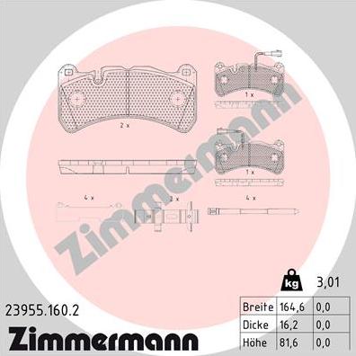 Zimmermann 23955.160.2 - Kit de plaquettes de frein, frein à disque cwaw.fr