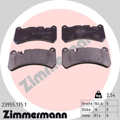 Zimmermann 23955.175.1 - Kit de plaquettes de frein, frein à disque cwaw.fr